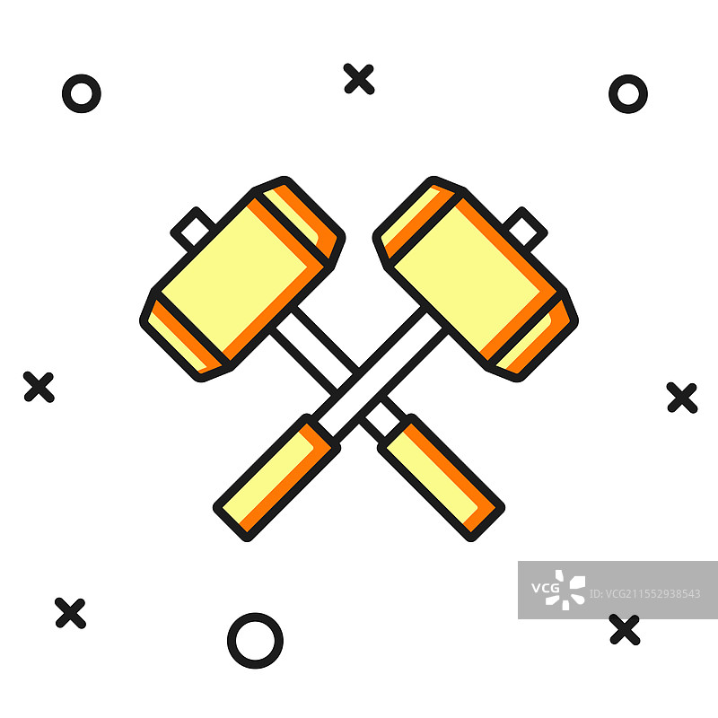 填充轮廓的中世纪交叉战锤图片素材