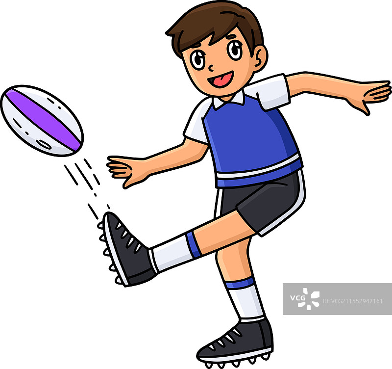 卡通剪贴画中的橄榄球运动员踢球图片素材