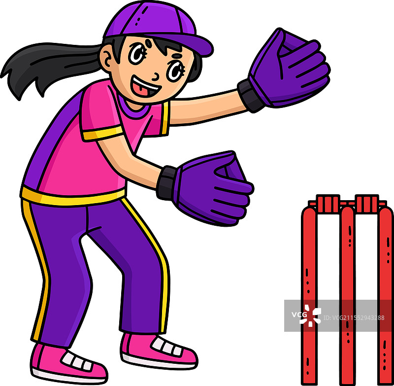 女性板球守门员接球剪贴画图片素材