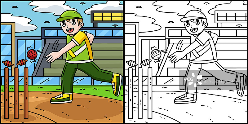 板球场上的外场手击倒了门柱图片素材