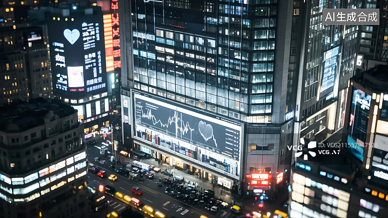 【AI数字艺术】城市夜景三维插画图片素材