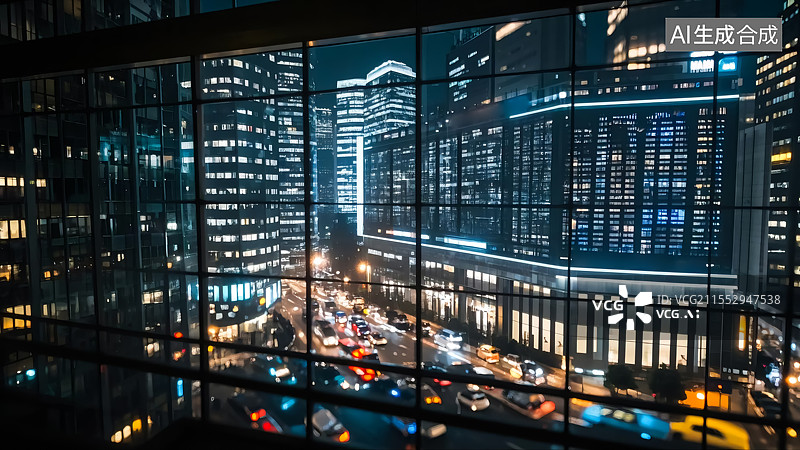 【AI数字艺术】城市夜景三维插画图片素材