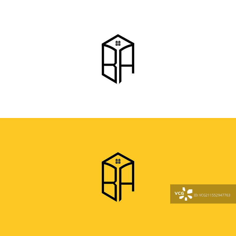 创意首字母BA房屋盒子标志图片素材