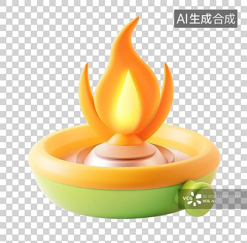 【AI数字艺术】3D粘土立体卡通户外瓦斯燃气便携炉火灶台元素图片素材