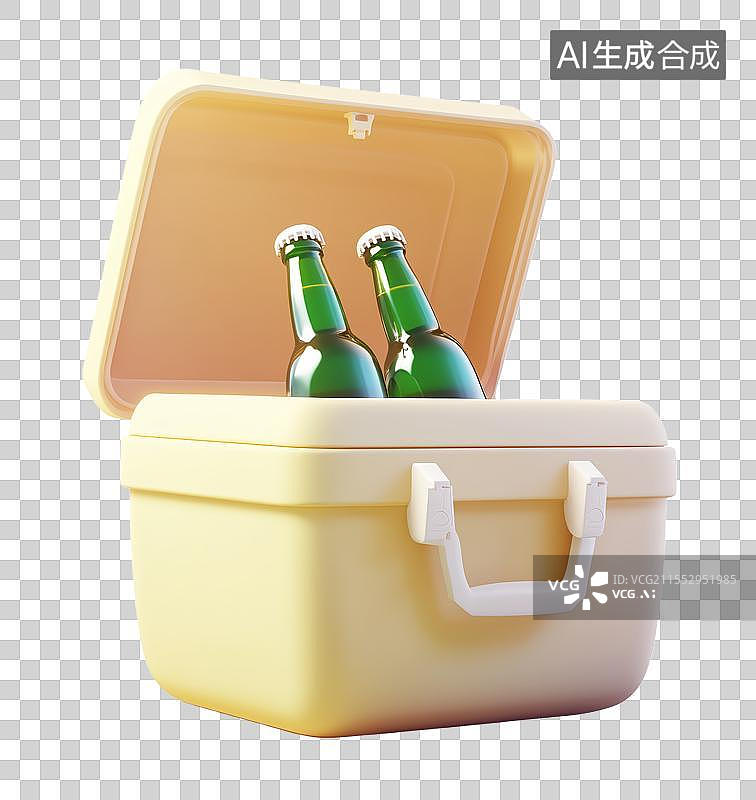 【AI数字艺术】3D粘土立体卡通冰块冰桶啤酒元素图片素材