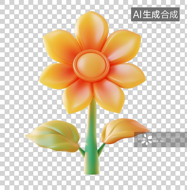 【AI数字艺术】3D粘土立体向日葵花元素图片素材