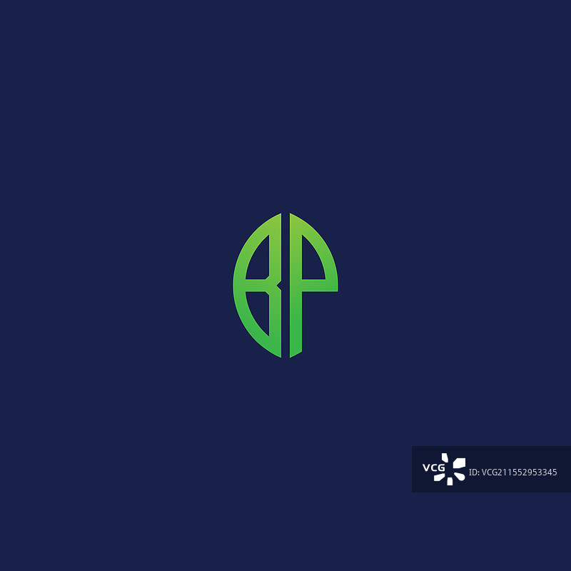 创意字母bp与生态叶子形状图片素材