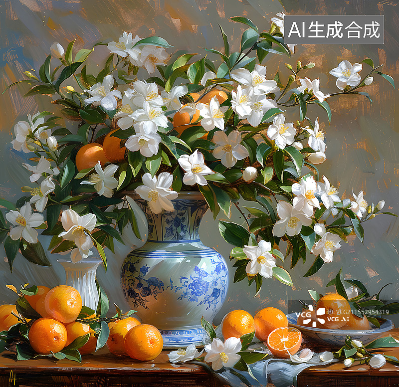 【AI数字艺术】白色开花植物特写镜头图片素材