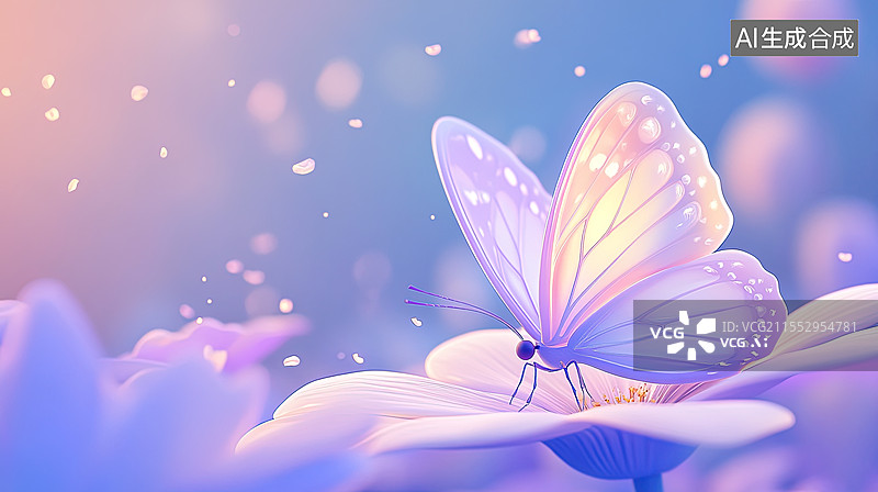 【AI数字艺术】紫色花朵上的蝴蝶图片素材