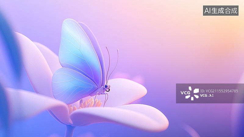 【AI数字艺术】紫色花朵上的蝴蝶图片素材