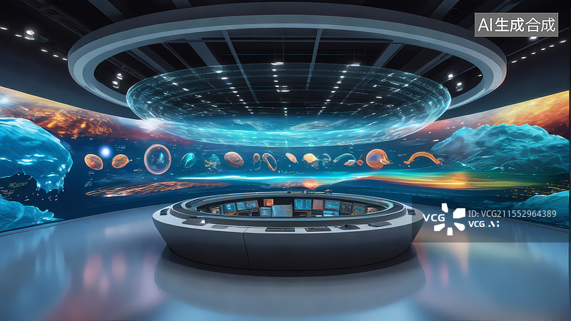 【AI数字艺术】气候控制中心全景图片素材