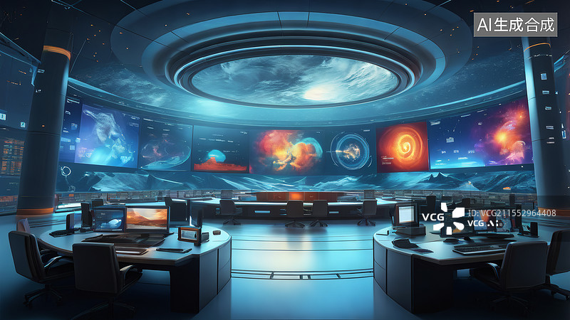 【AI数字艺术】气候控制中心全景图片素材