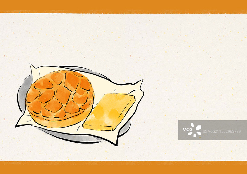 国潮风广州美食插画-菠萝包图片素材