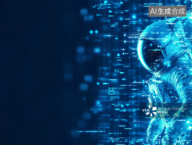 【AI数字艺术】宇航员在数字空间图片素材