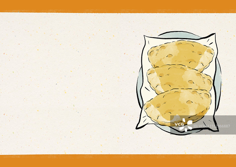 国潮风广州美食插画-咸水角图片素材