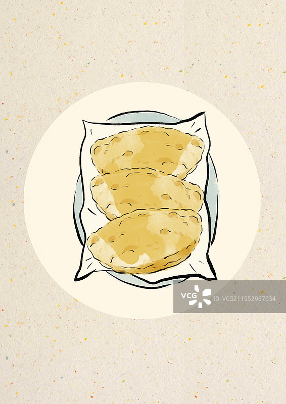 国潮风广州美食插画-咸水角图片素材