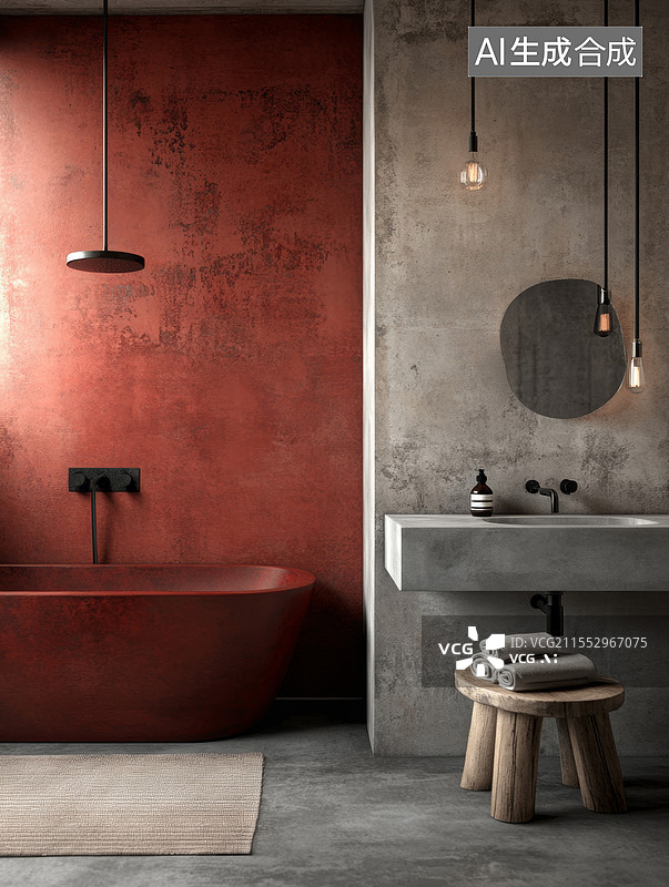 【AI数字艺术】现代工业风格浴室图片素材