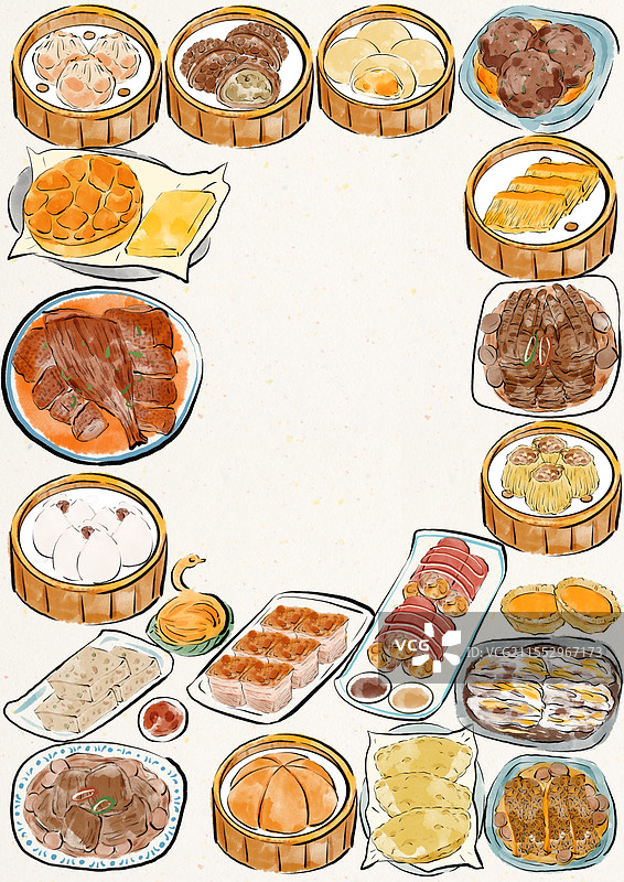 国潮风广州美食插画图片素材