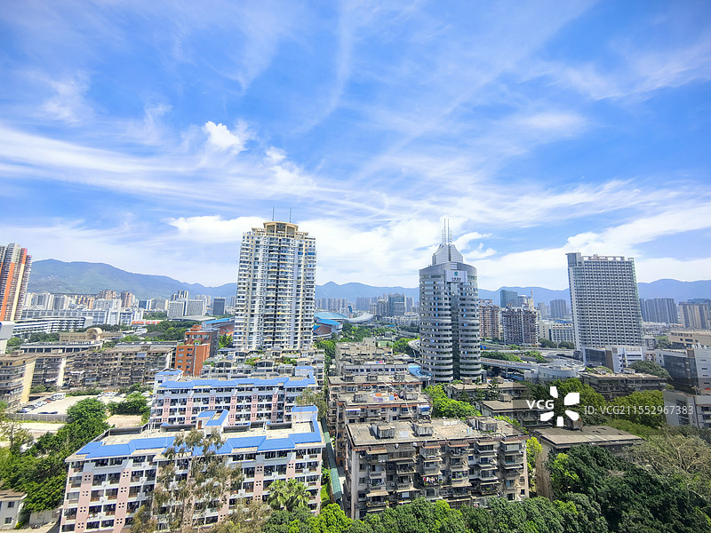 蓝天下的福州城市风光（榕）图片素材