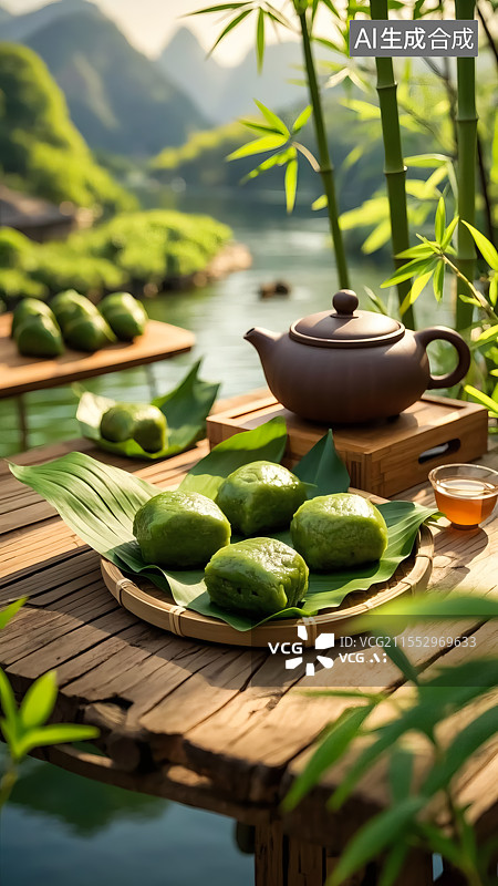 【AI数字艺术】清明节青团三维插画图片素材