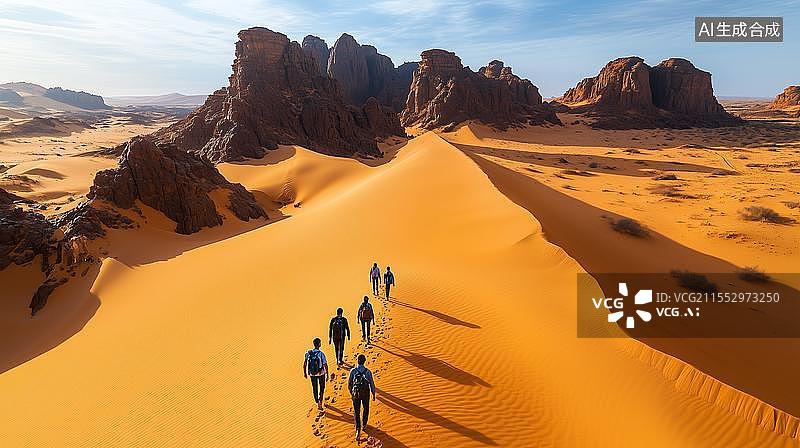 【AI数字艺术】自然风光地理杂志沙漠与人图片素材