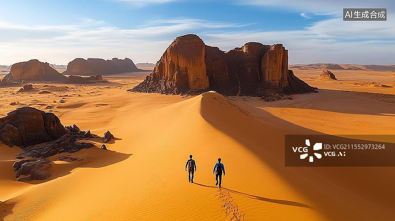 【AI数字艺术】自然风光地理杂志沙漠与人图片素材