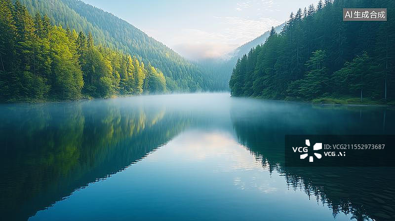 【AI数字艺术】自然风光地理杂志森林与湖图片素材