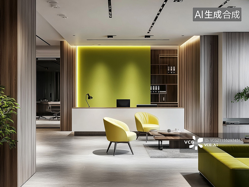 【AI数字艺术】现代办公室接待区图片素材