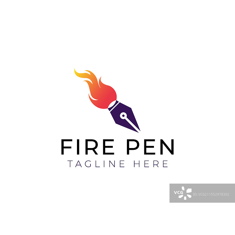 创意扁平化火焰笔logo设计模板图片素材