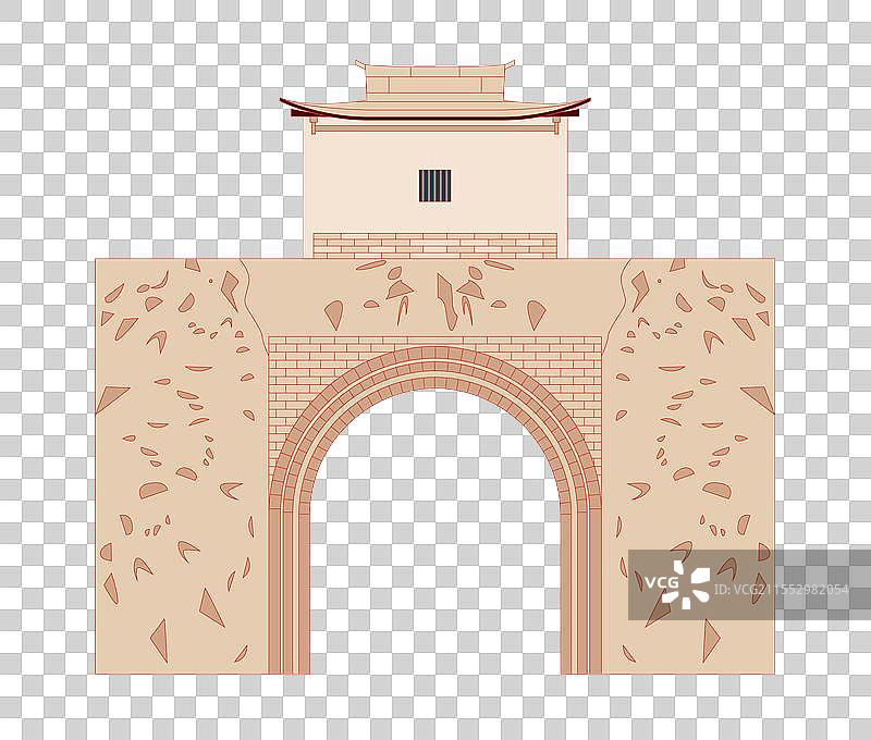 国风新中式矢量建筑插画元素—宁夏 银川市宁夏镇北堡西部影视城图片素材