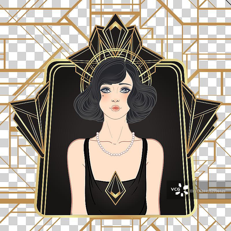 装饰艺术风格的复古邀请函模板设计图片素材