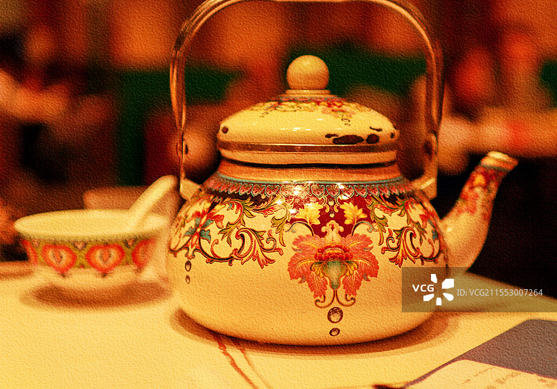 精致茶壶特写图片素材