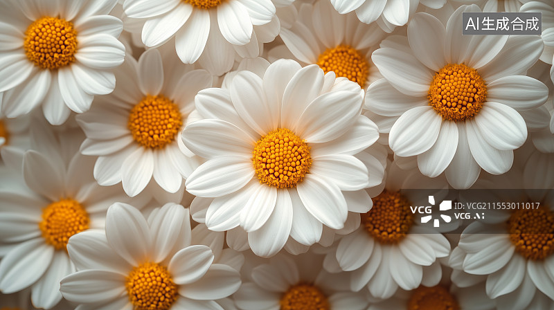 【AI数字艺术】白色雏菊的特写镜头图片素材