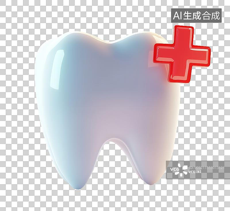 【AI数字艺术】3D粘土立体卡通牙齿元素图片素材