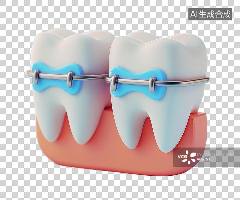 【AI数字艺术】3D粘土立体卡通牙齿元素图片素材