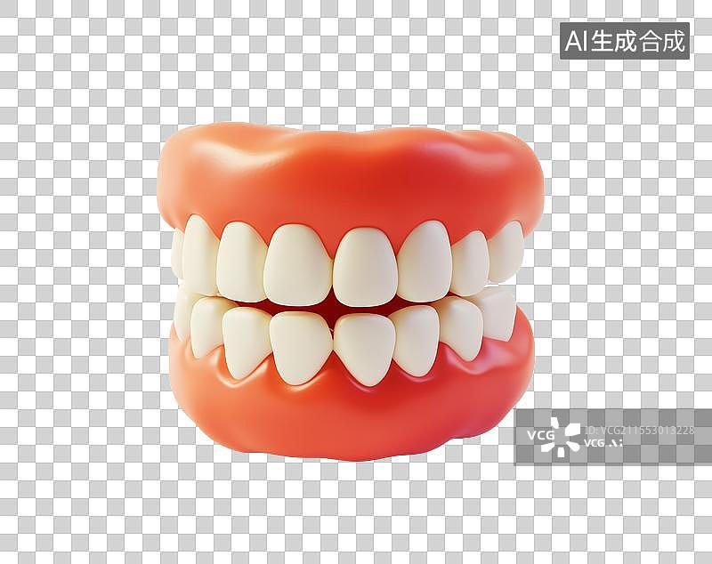 【AI数字艺术】3D粘土立体卡通牙齿元素图片素材