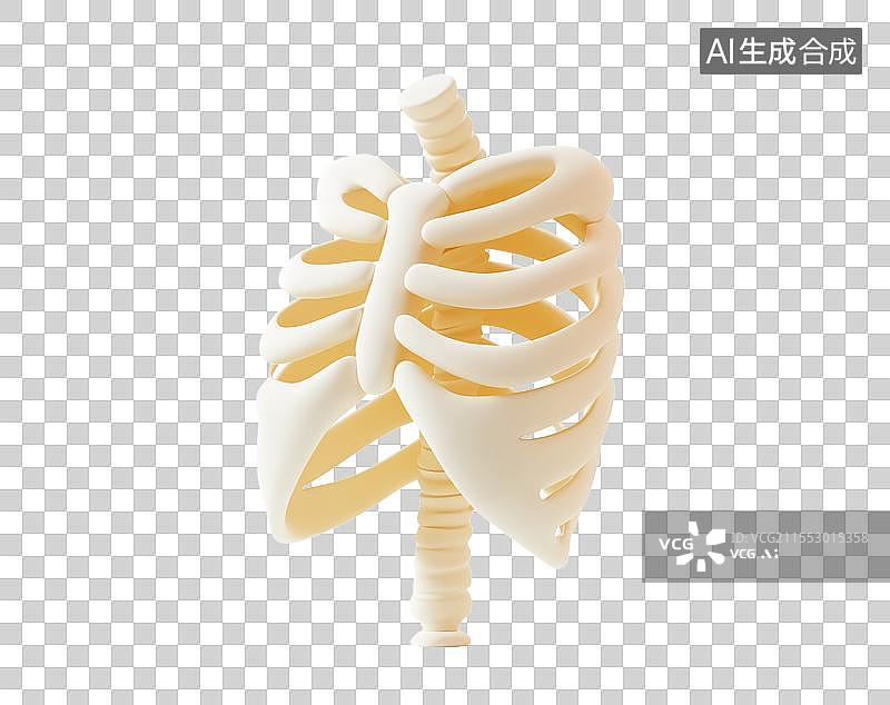 【AI数字艺术】3D粘土卡通胸部x光片显示胸腔医学成像元素图片素材