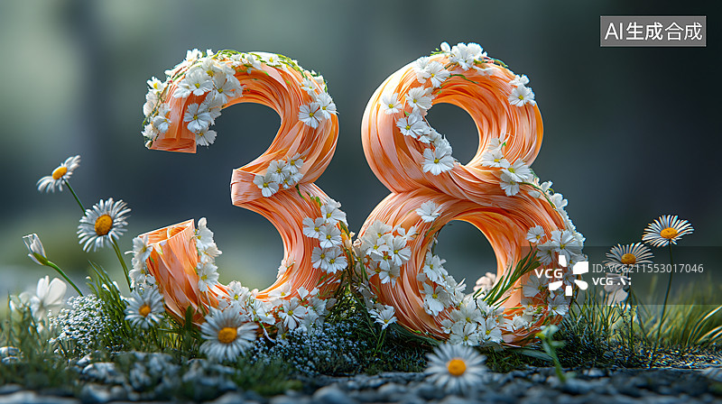 【AI数字艺术】数字38，三八女神节图片素材