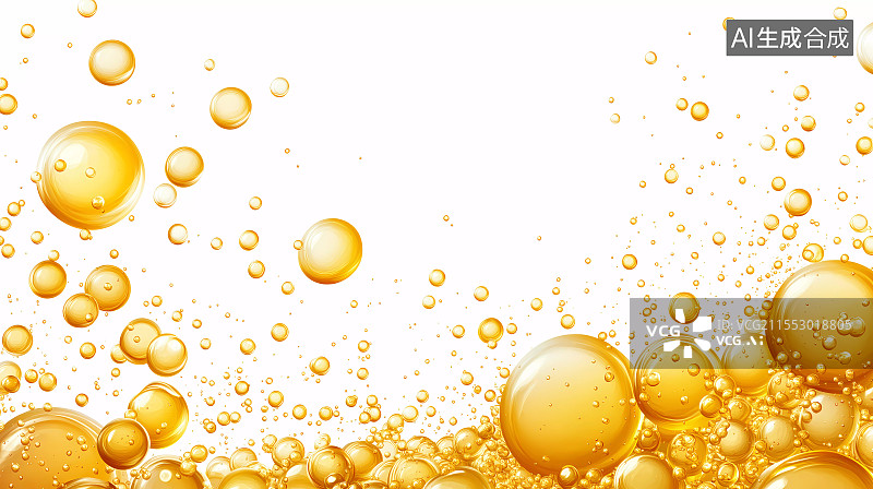 【AI数字艺术】金色气泡抽象背景图片素材