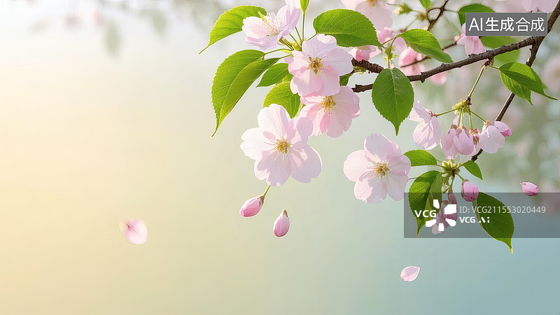 【AI数字艺术】樱花背景大面积留白图片素材