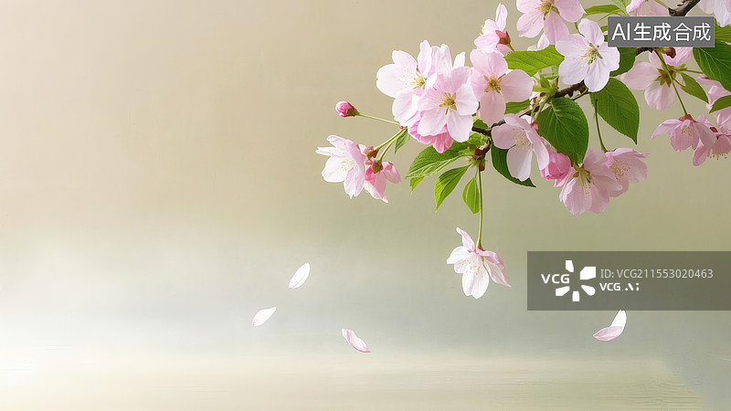 【AI数字艺术】樱花背景大面积留白图片素材