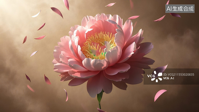 【AI数字艺术】牡丹花花瓣飞舞图片素材