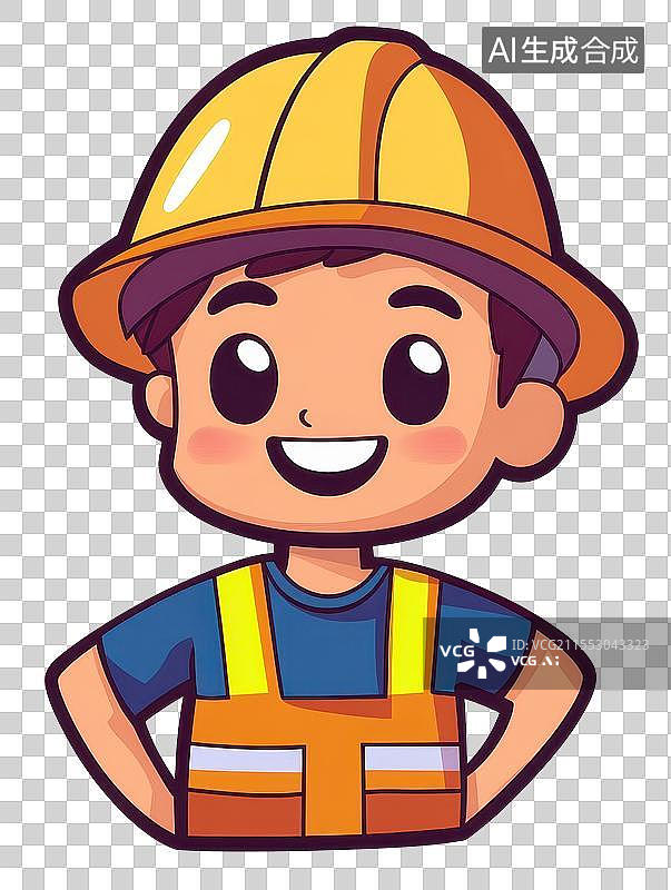 【AI数字艺术】3D渲染免扣图元素卡通工人形象图片素材