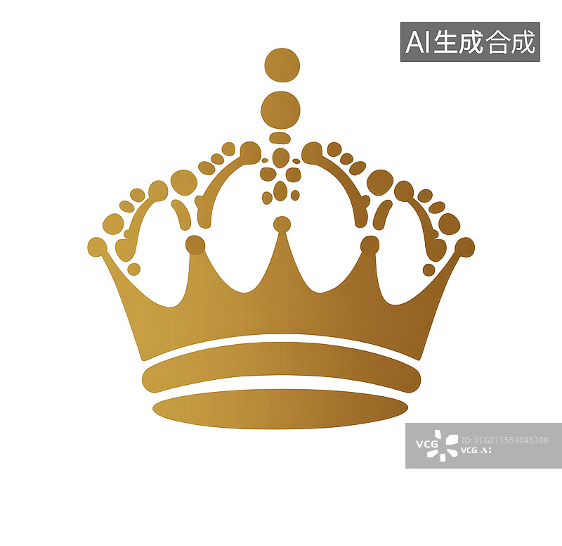 【AI数字艺术】立体质感金色可爱华贵的国王女王皇冠王冠图片素材