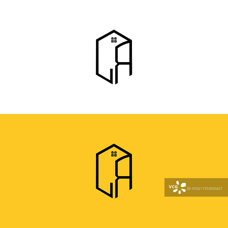 创意初始字母JR的盒子房屋标志图片素材