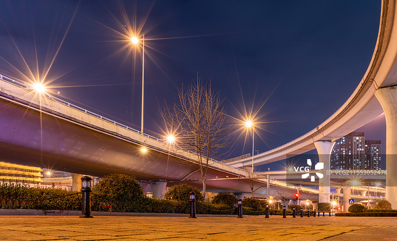 青岛城市立交桥夜景图片素材