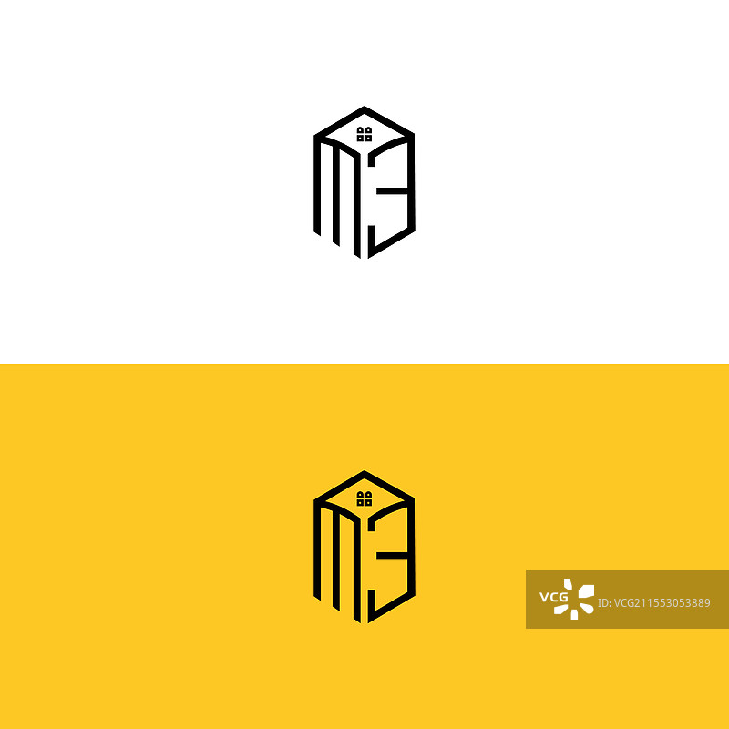 创意首字母“ME”字母盒子房屋标志图片素材