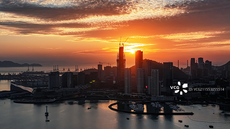 港口晚霞太子港游轮港图片素材