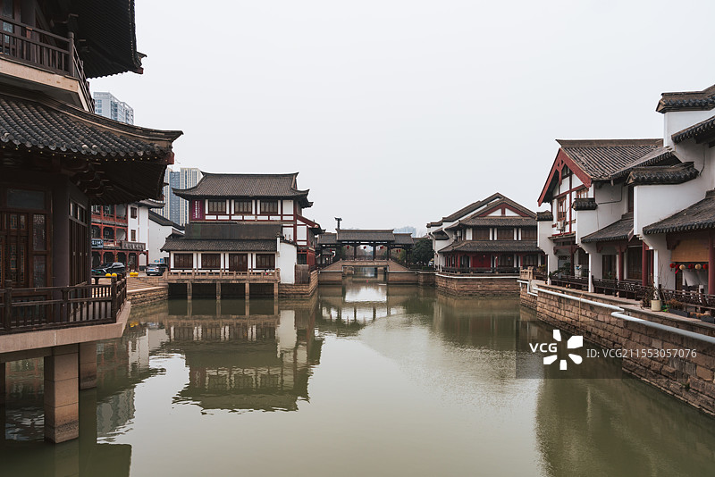 常州武进春秋淹城仿古商业街图片素材