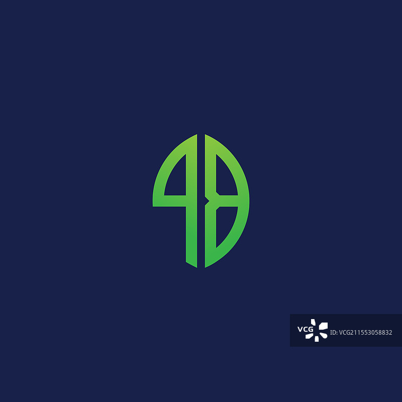 创意首字母pb与生态叶子形状图片素材